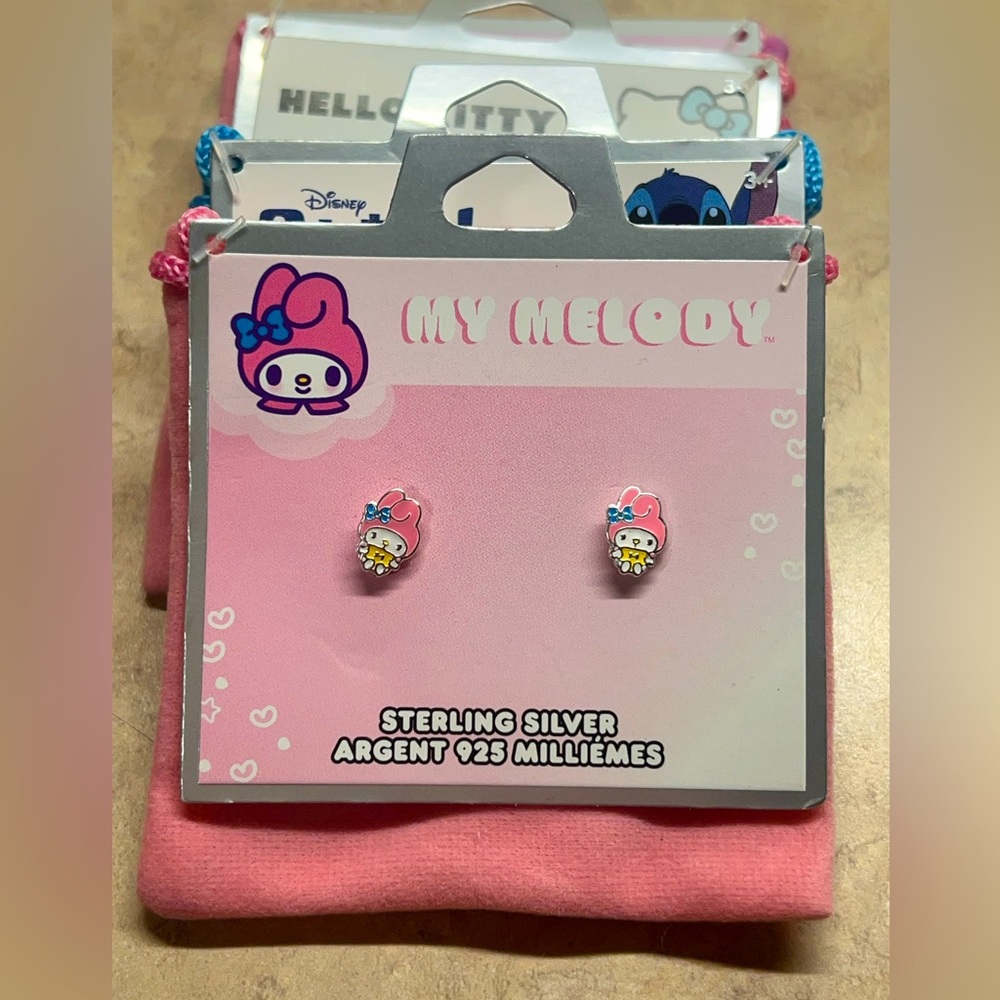 Sanrio Hello kitty & friends My melody dainty silver earrings